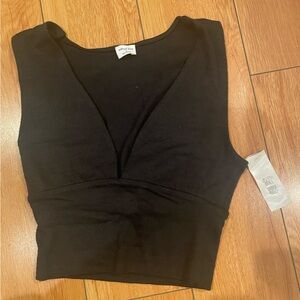 Black Wilfred Free Deep V crop tank top XS